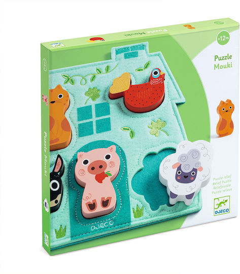 Lemnos Puzzle pentru Copii cu Îmbinări Animale de Fermă pentru 1+ Ani 5buc Djeco