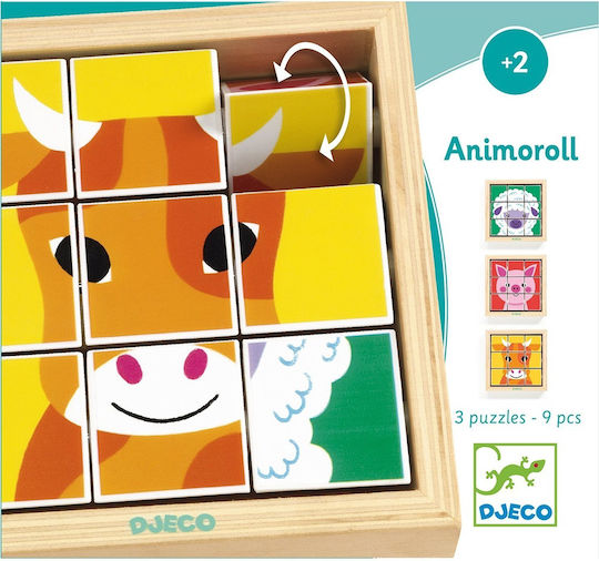 Holz Kinderpuzzle Kuh für 2+ Jahre alt+ Jahre 9pcs Djeco