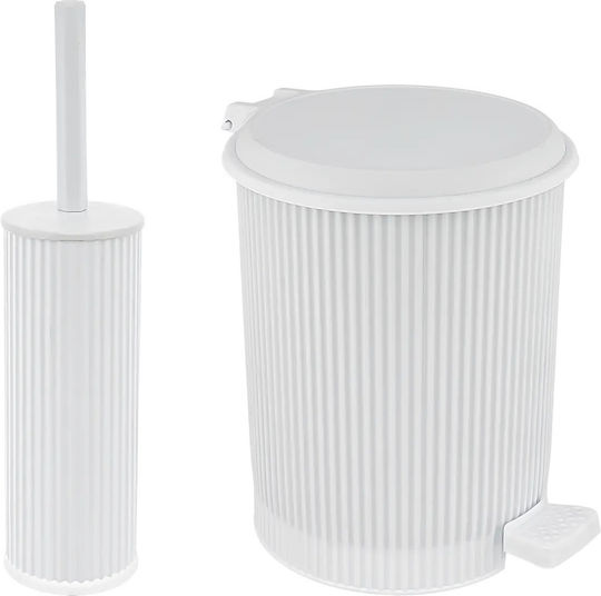 Sidirela Nostalgie Kunststoff Set aus Toilettenbürste und Mülleimer für das Badezimmer 7Es Schwarz