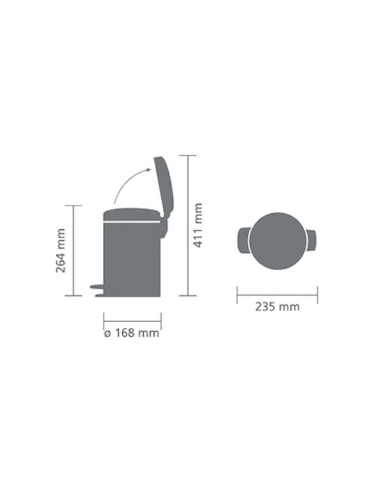 Brabantia NewIcon Inox Καλαθάκι Μπάνιου 3lt Μπεζ