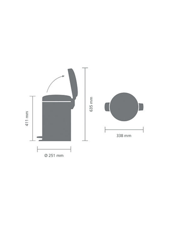 Brabantia NewIcon Inox Банята кошче 12лт Сребрист