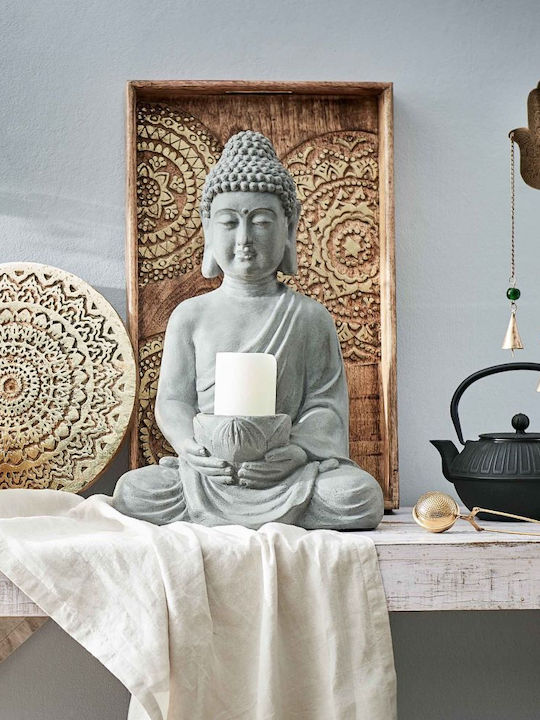 Butlers Buddha Кандилник Полирезин в Сив Цвят 33x29.5x33бр 1бр