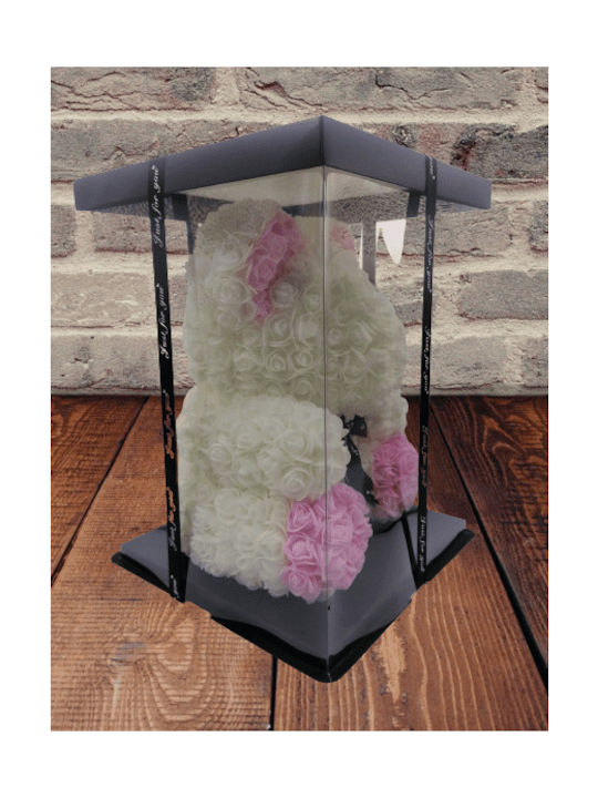 Bear of Artificial Roses Pink 33cm in Box Romvous