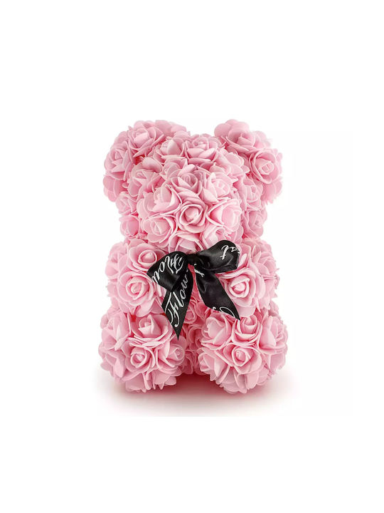 Teddy Bear from Artificial Roses Pink 25cm in Box 1pcs