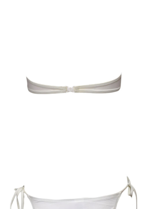 Bikini Set Strapless Top & Slip Bottom with Laces White
