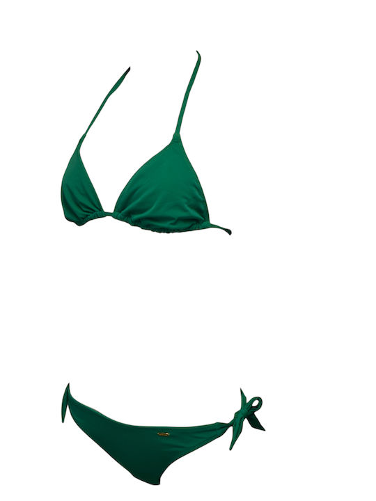 Apple Boxer Bikini Set Triangle Top & Brazil Bottom with Laces Green