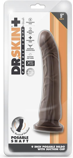 Dr. Skin Plus Posable Shaft Ρεαλιστικό Dildo με Βεντούζα Chocolate 23cm