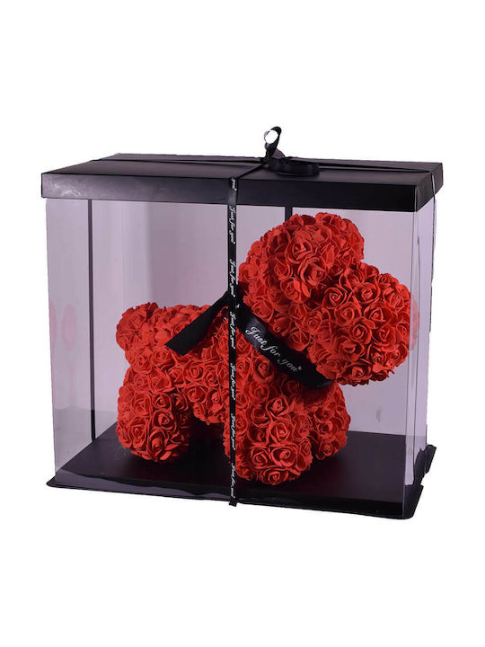 Hündchen aus künstlichen Rosen Rot 35cm in Box