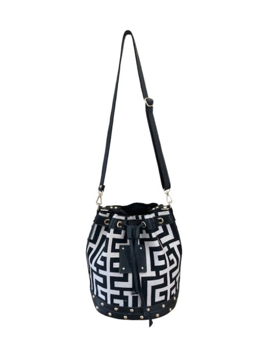 Nefeli Δερμάτινο Γυναικείο Πουγκί Ώμου Beige/Black