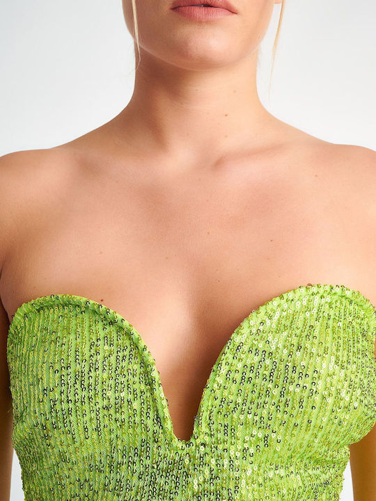 SugarFree Strapless One-Piece Swimsuit with Padding Green