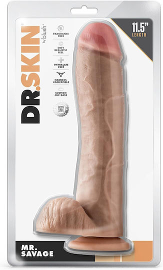 Dr. Skin Mr. Savage Ρεαλιστικό Dildo με Όρχεις και Βεντούζα Flesh 29cm
