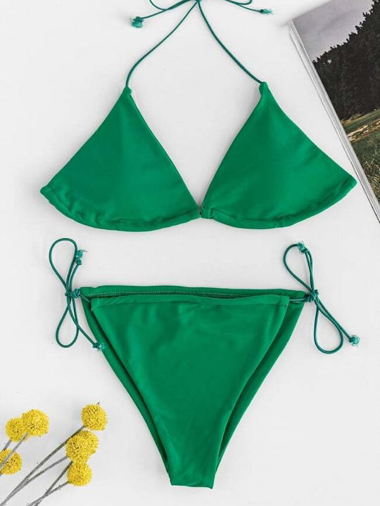 Set Bikini Triunghi Cu Burete Detașabil Verde