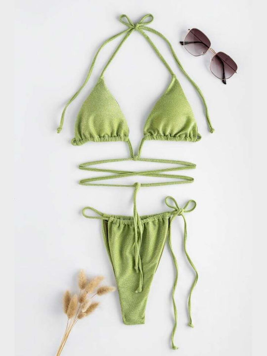 Set Bikini Triangle and Brazil High Waist Green