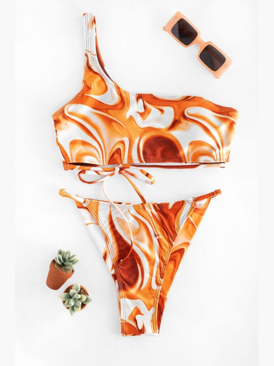 Set Bikini Mit Einer Schulter Mit Abnehmbarer Verstärkung & Brazil Orange