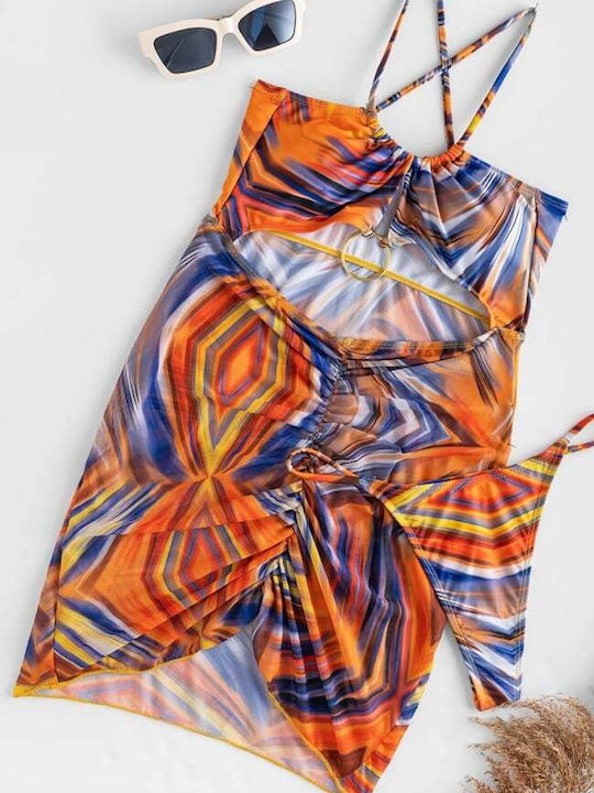 Set Bikini 3 Τεμαχίων Τριγωνάκι με Αφαιρούμενη Ενίσχυση & String Πορτοκαλί