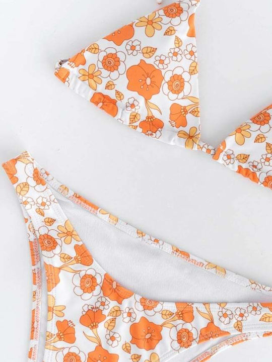 Set Bikini Dreieck Oberteil mit Abnehmbarer Verstärkung & Brazil Blumen