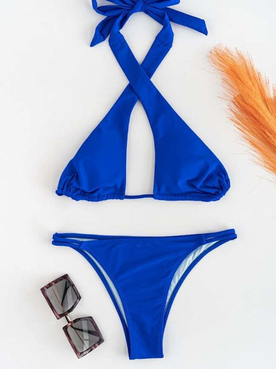 Set Bikini Triunghi Cu Burete Detașabil Albastru