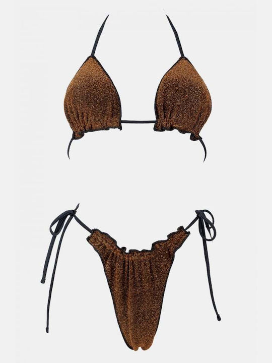 Set Bikini Τριγωνάκι με Αφαιρούμενη Ενίσχυση & Brazil Χρυσό