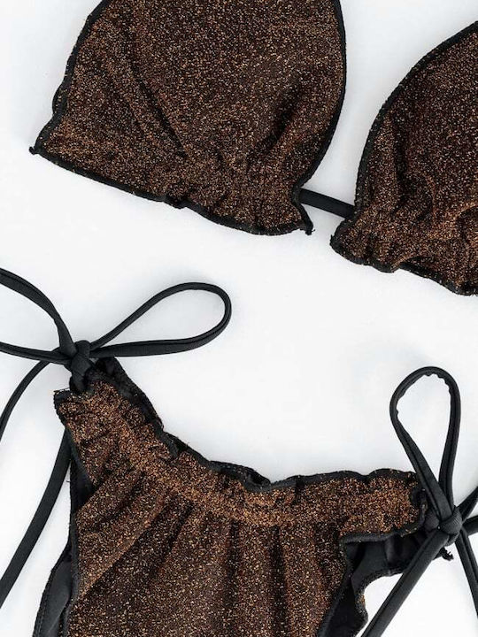 Set Bikini Τριγωνάκι με Αφαιρούμενη Ενίσχυση & Brazil Χρυσό