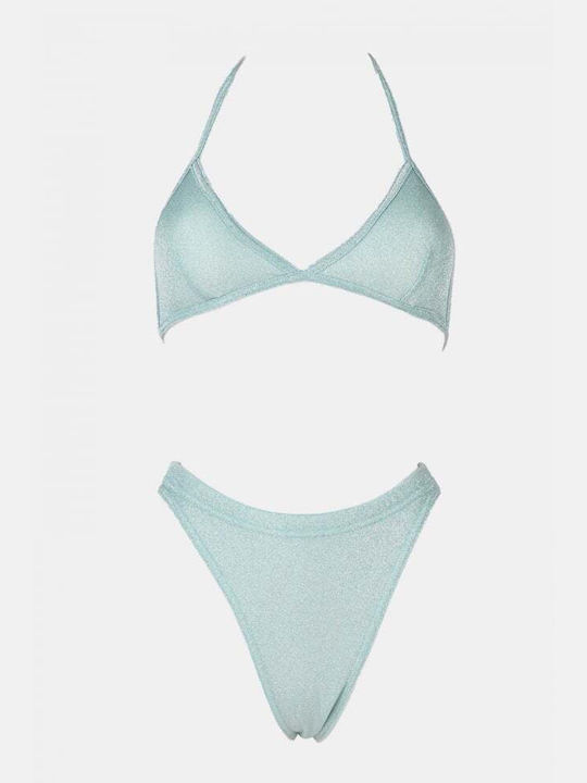 Set Bikini Triangle with Removable Padding High Waist Turquoise