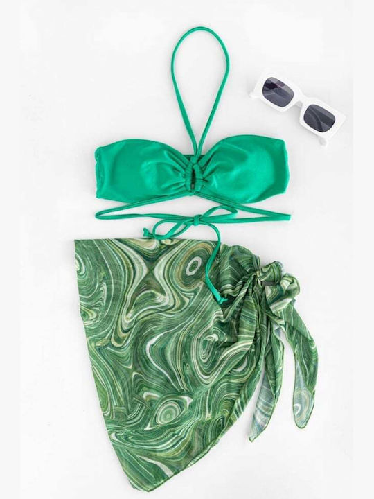 Set Bikini 3 Stücke mit Abnehmbare Verstärkung Grün