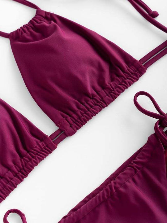 Set Bikini Triunghi Cu Burete Detașabil Burgund