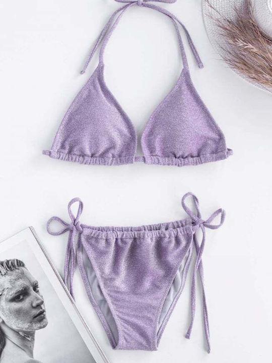 Bikini-Set Dreieck mit Abnehmbarer Verstärkung & Brasilien Flieder