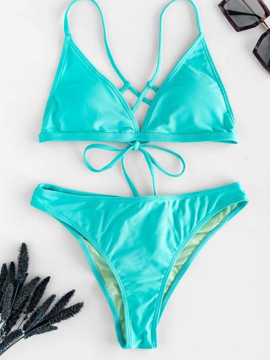 Bikini-Set Dreieck mit Abnehmbarer Verstärkung & Brasilien Türkis
