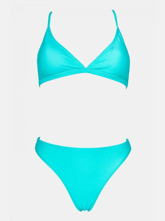 Bikini-Set Dreieck mit Abnehmbarer Verstärkung & Brasilien Türkis