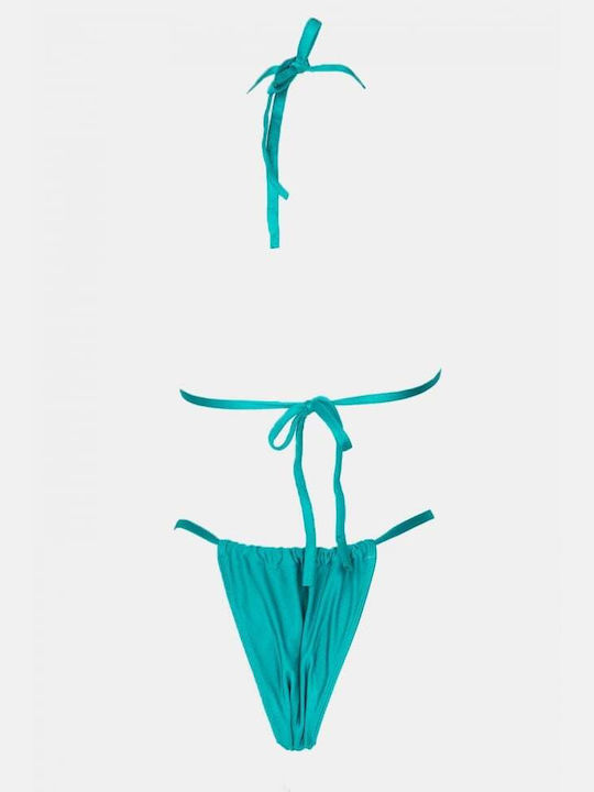 Set Bikini Dreieck & Brasilien Hohe Taille Petrol