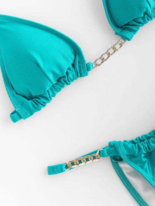 Set Bikini Dreieck & Brasilien Hohe Taille Petrol