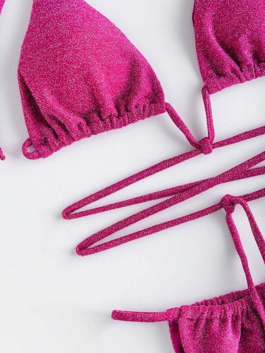 Set Bikini Triunghi Și Brazilia Talie Înaltă Fuchsia