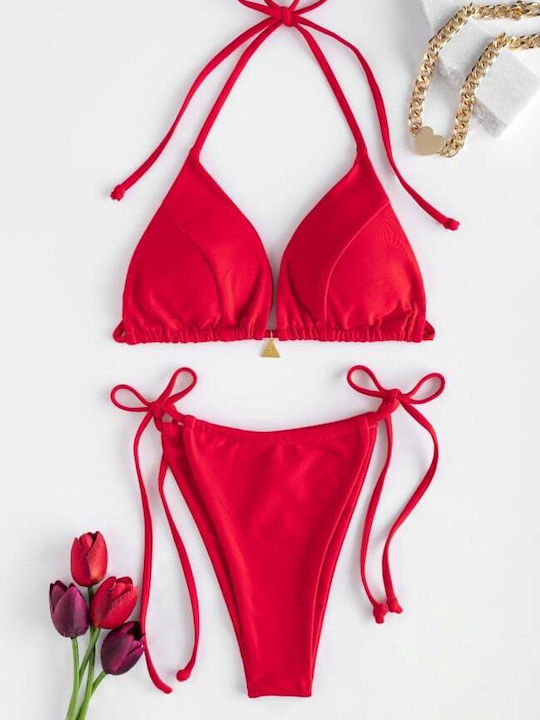 Bikini-Set Hohe Taille Rot