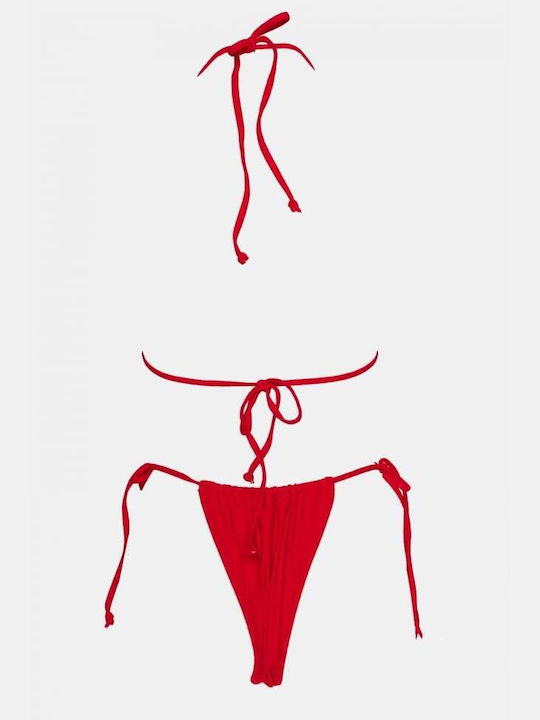 Bikini-Set Hohe Taille Rot