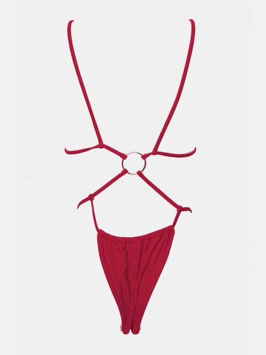 Set Bikini Dreieck mit Abnehmbarer Verstärkung Hohe Taille Rote