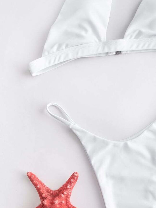 Bikini Set One Shoulder with Removable Padding & Brazil White