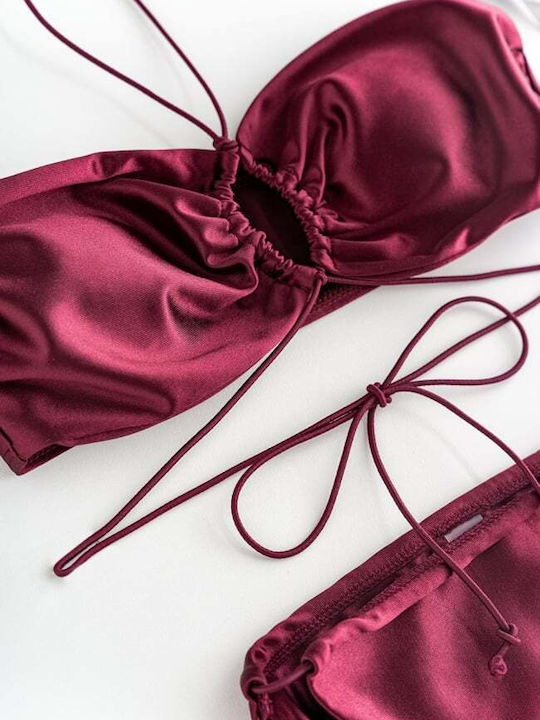 Bikini-Set mit Abnehmbare Verstärkung Burgundisch