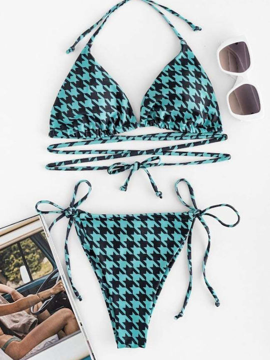 Bikini-Set Dreieck mit Abnehmbarer Verstärkung & Brasilien Türkis