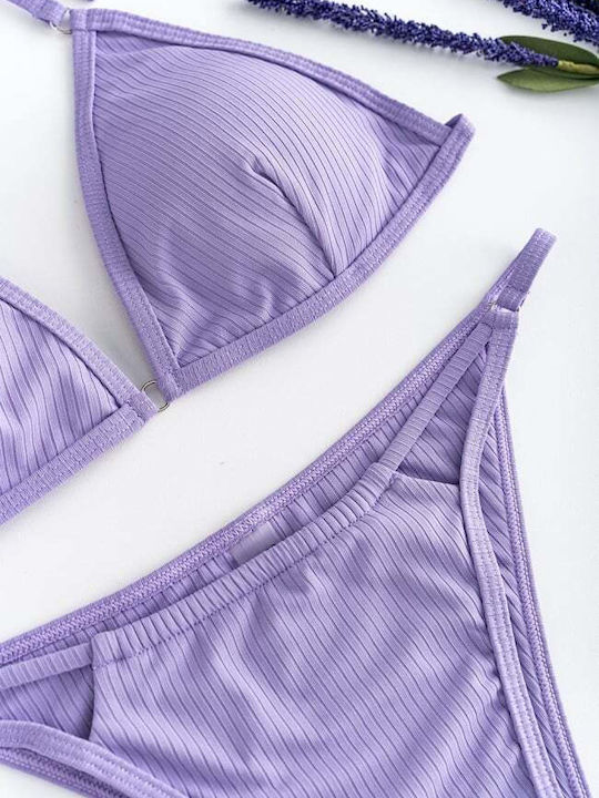 Set Bikini Triunghi Cu Burete Detașabil Lila