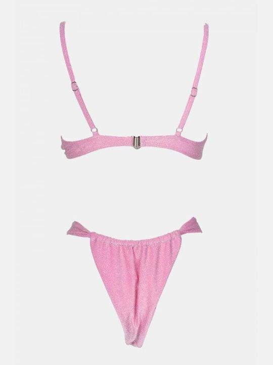 Bikini Set with Removable Padding Brazil High Waist Pink