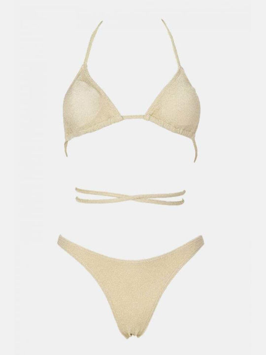 Set Bikini Set De Bikini Triunghi Cu Burete Detașabil Bej