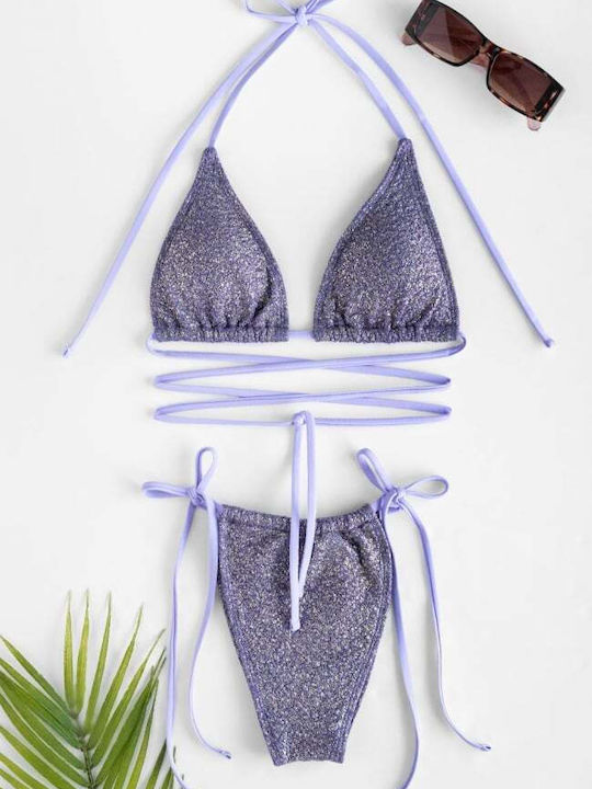 Set Bikini Triunghi Cu Burete Detașabil Violet