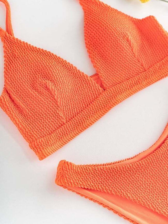 Set Bikini Dreieck mit Abnehmbare Verstärkung & Brasilien Hohe Taille Orange
