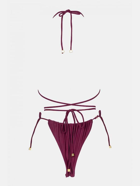 Set Bikini Triunghi Cu Burete Detașabil Burgundy