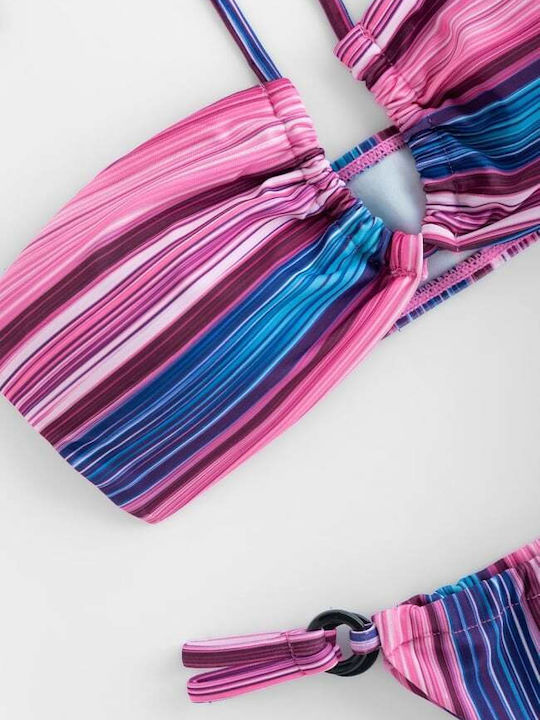 Set Bikini με Αφαιρούμενη Ενίσχυση Brazil Ριγέ Ροζ