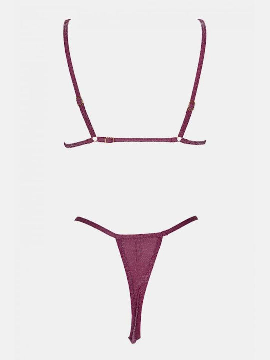 Bikini-Set Dreieck & Zeichenfolge Fuchsie