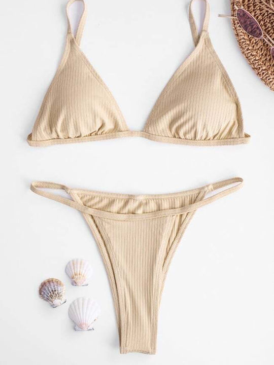 Set Bikini Triangle with Removable Padding and Brazil Bottom Beige