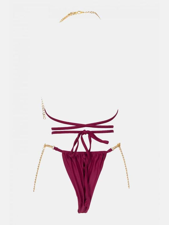Bikini-Set Dreieck mit Abnehmbarer Verstärkung Burgundisch