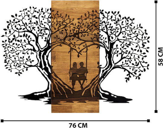 Wallity 3D Gemischte Kunst Schwarzes Hölzernes 76x58cm
