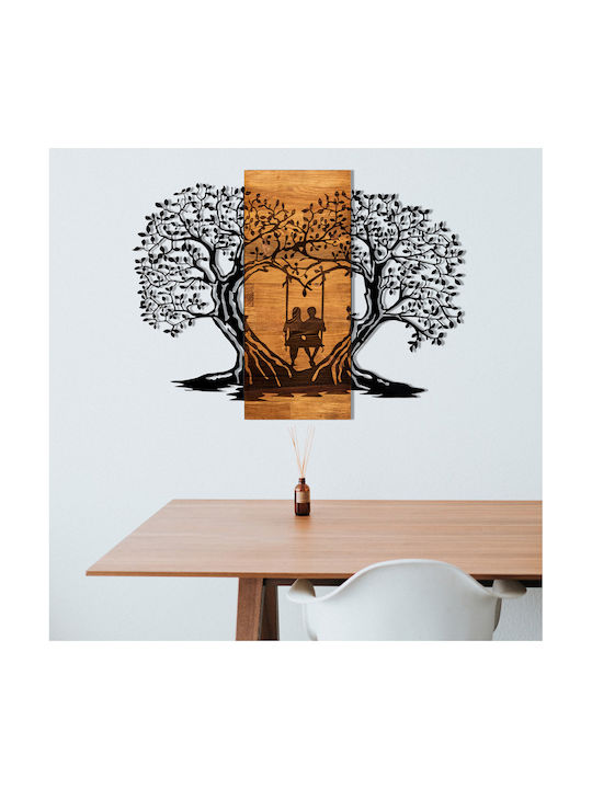 Wallity 3D Mixed Art Black Wooden Wall Decor 76x58cm